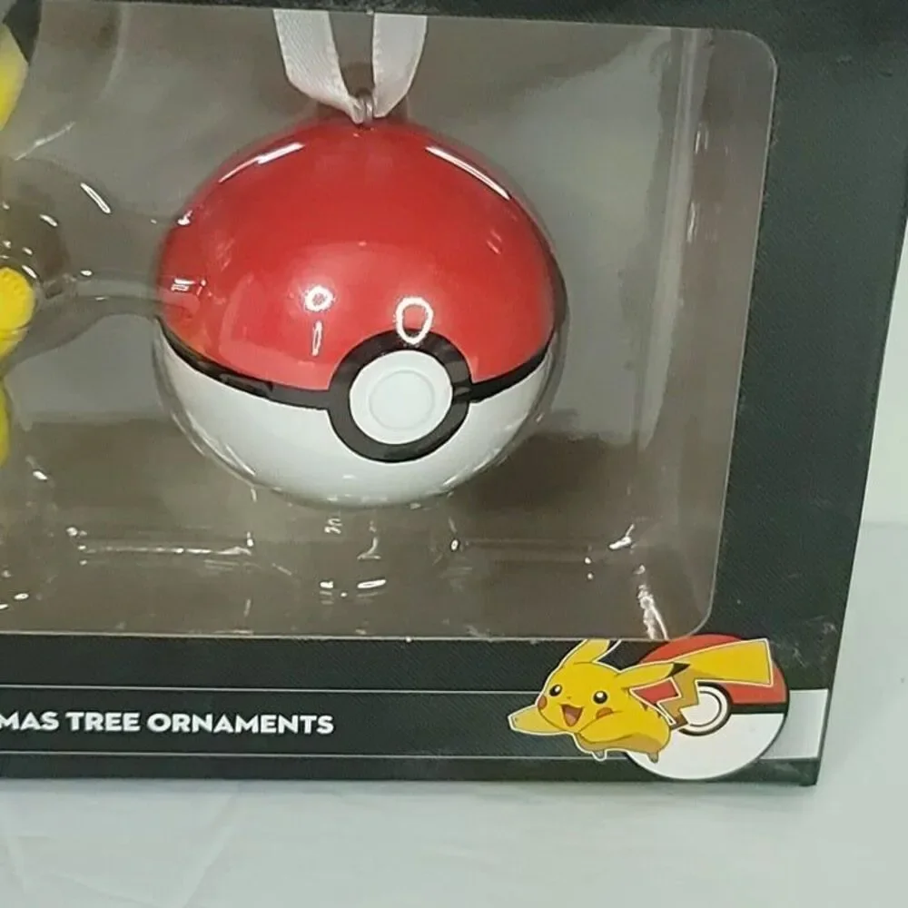 Pokemon Christmas Tree Decorative Ornaments Pikachu & Pokeball Hallmark NEW
